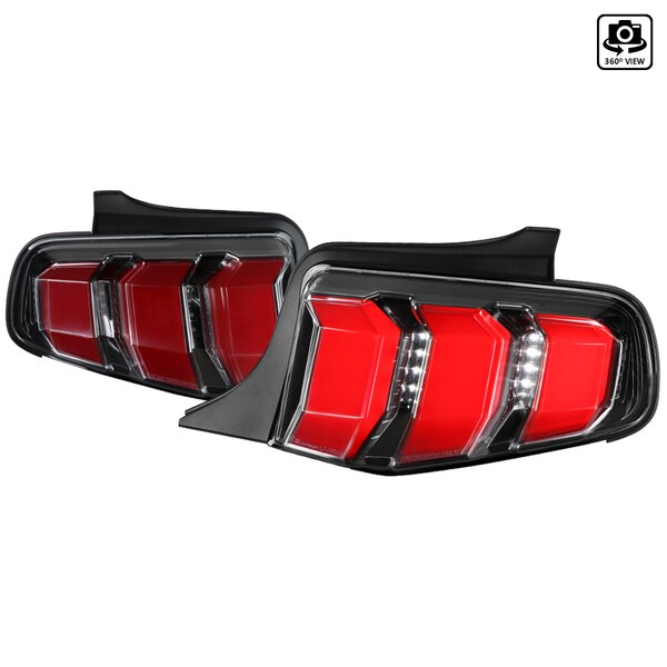 Spec-D Tuning 10-12 Ford Mustang LED Tail Lights-Black Trim-Red Bar LT-MST10BKLED-TM - main